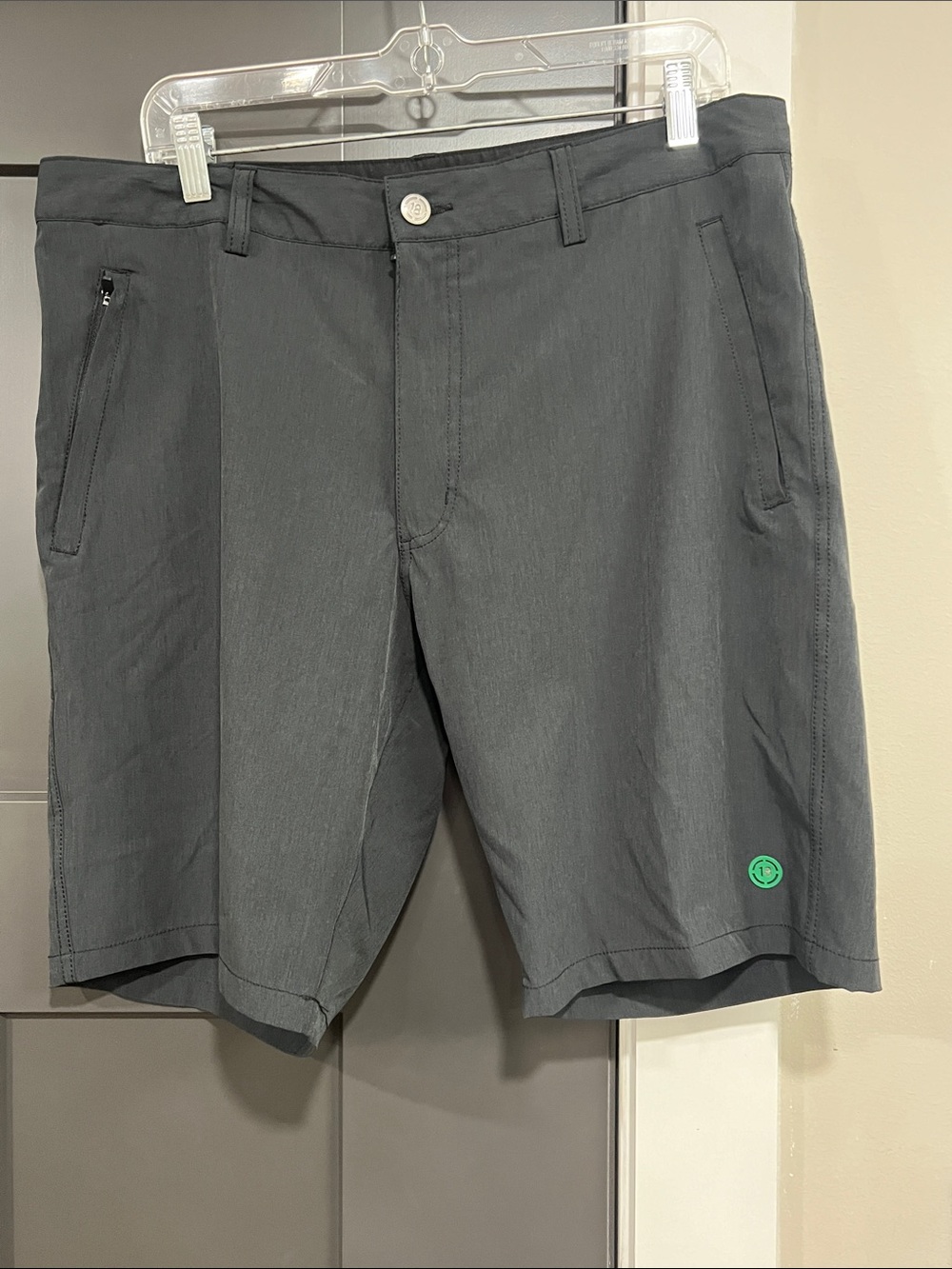 Men's Gray Hybrid Shorts with Green Accent